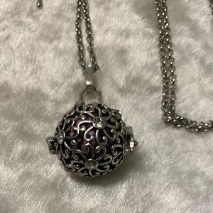 🍀Silver Angel Caller with Purple Sound Ball Pendant Necklace